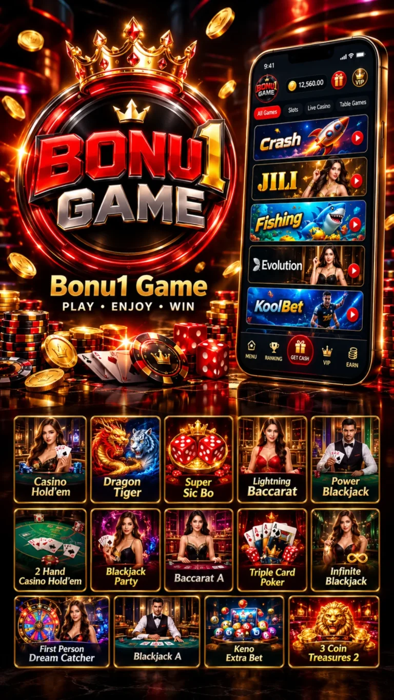 Bonus1 Game login and registration screen guide